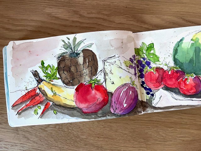 sketching with watercolors